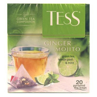 Чай зеленый Тесс Джинджер Мохито со вкусом лимона мяты и имбиря  20 пирамидок